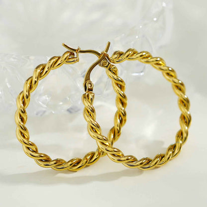 SUKI Twisted Rope Hoop Gold Earrings