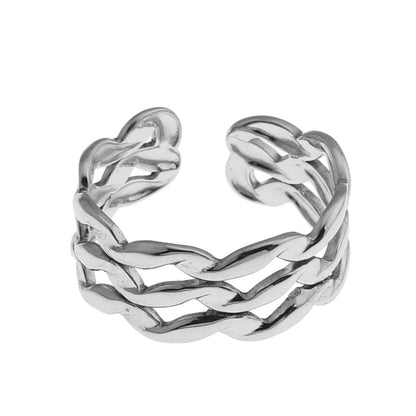 PAIGE: Triple Stacked Wavy Silver Ring