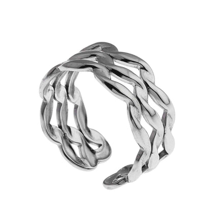 PAIGE: Triple Stacked Wavy Silver Ring