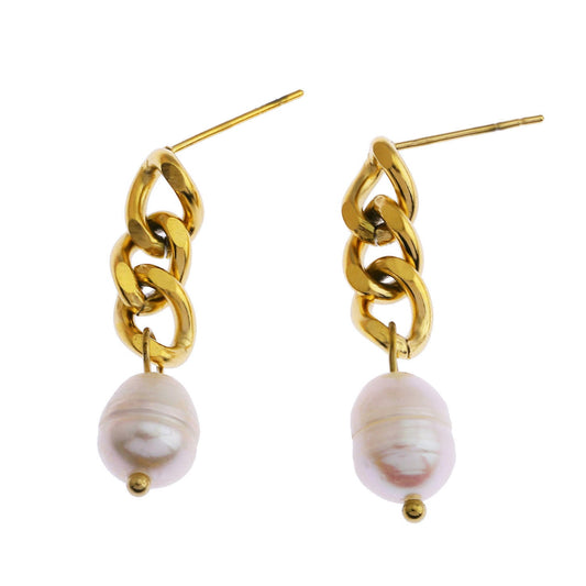 CATH Natural Freshwater Pearl Linked Drop Earrings