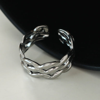 PAIGE: Triple Stacked Wavy Silver Ring