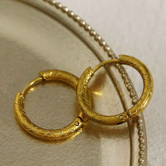 MALENA: Decorative Etched Hoop Earrings