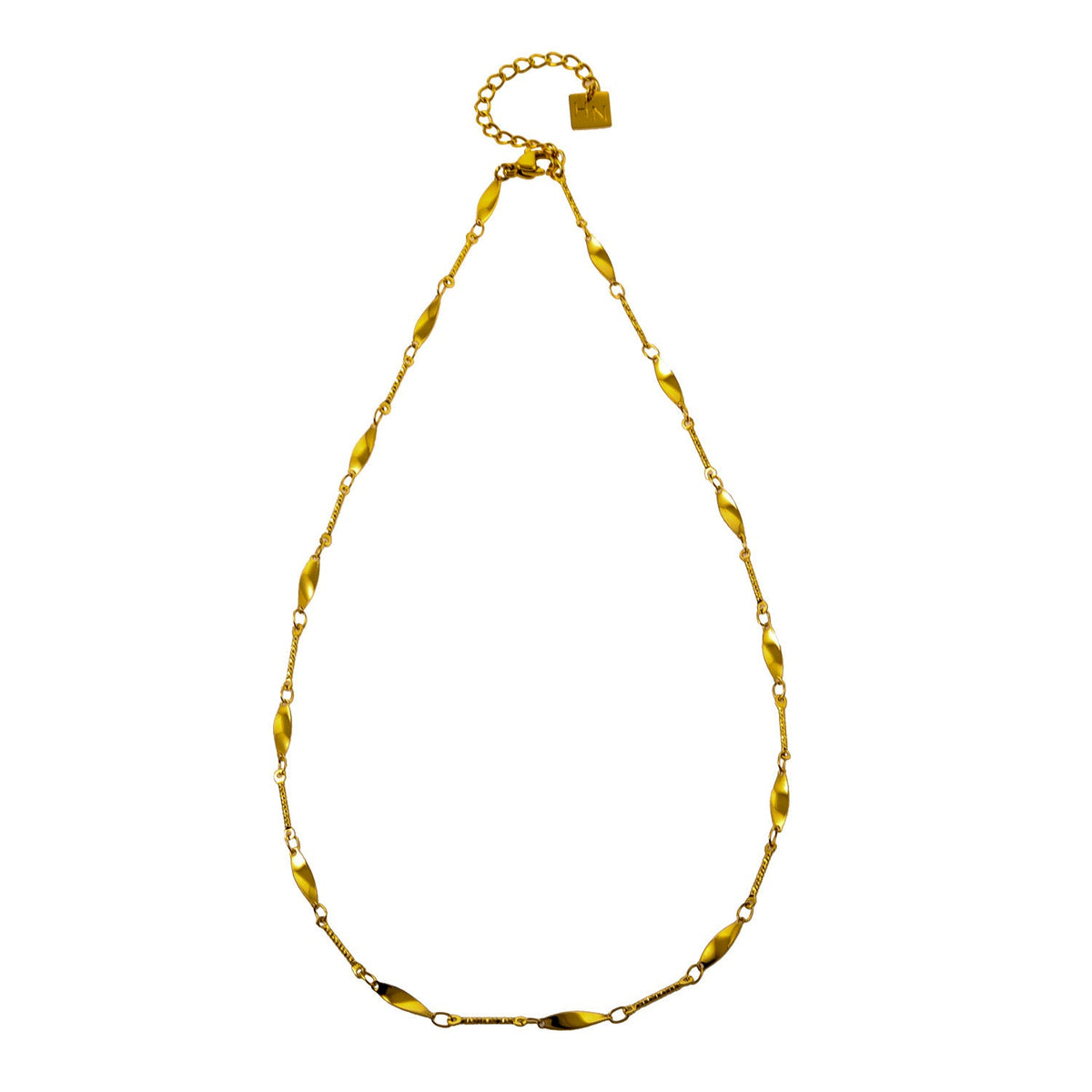 OTTIS: Twisted Oval Links & Textured Bars Chain Necklace