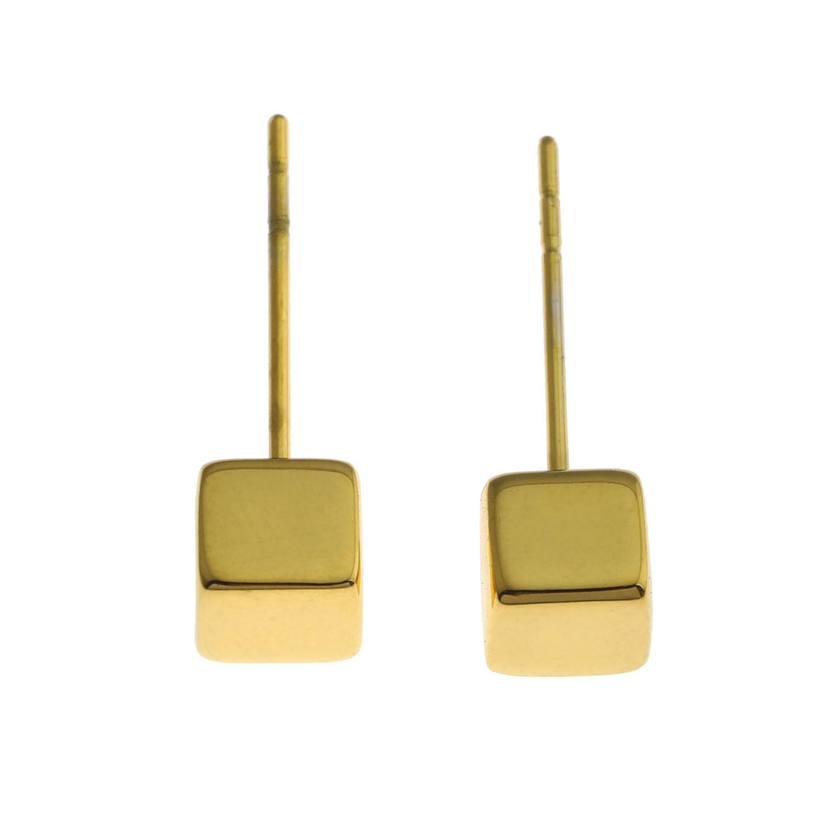 Style SYNNE: Square Bead Minimalist Stud Earrings in Gold & Silver