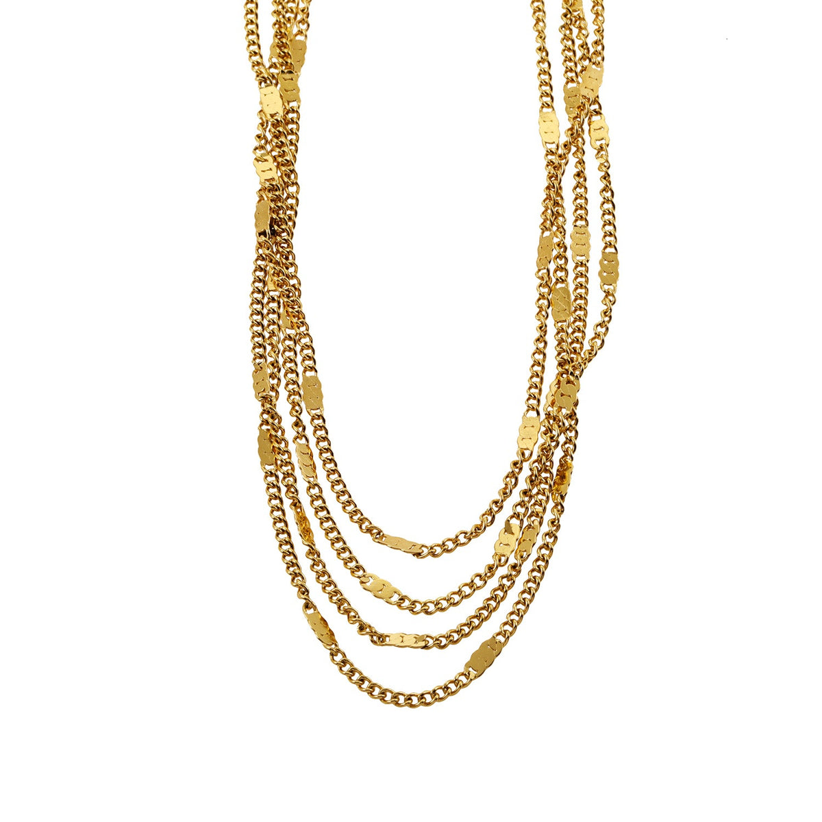 MORIA: Layered Luxe 4-Strand Chain Necklace