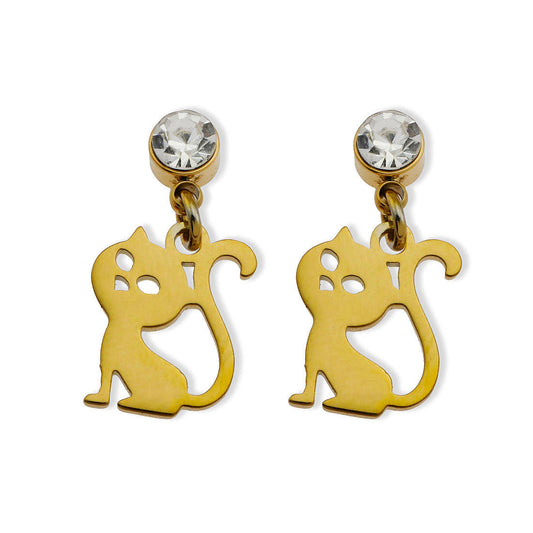 KITTY: Cat Earrings with a Zirconia (CZ) Stone