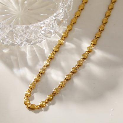 ANTHEA: Patterned Oval Beaded Chain Necklace