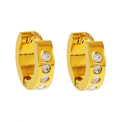 PAIA Gold: Wide Mini Hoop Earrings with an Array of Zirconia (CZ) Gemstones