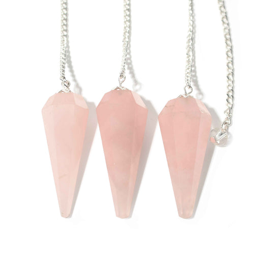 Rose Quartz Pendulum 6 Facet & Bead - 3 Pack