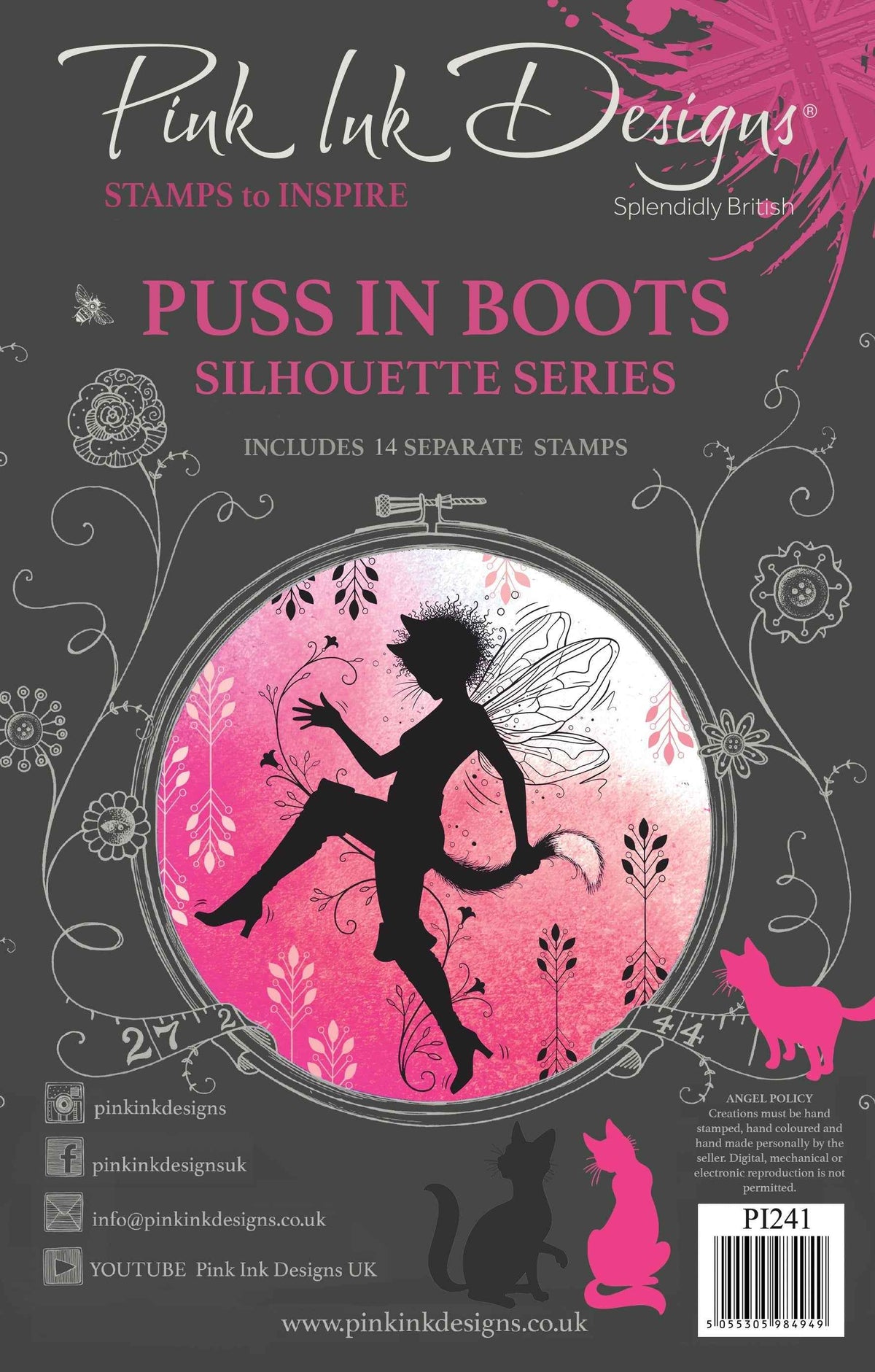 Pink Ink Designs Puss In Boots 6 in x 8 in Clear Stamp Set