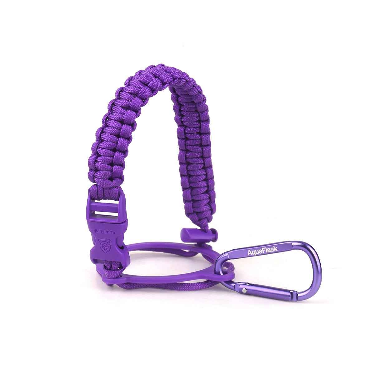 AquaFlask 14–64 oz Paracord Handle with Carabiner Clip – Durable Carry Strap for Water Bottles