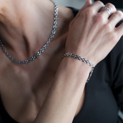 PROVINIA: Retro Watch Style Strap Bracelet in Silver
