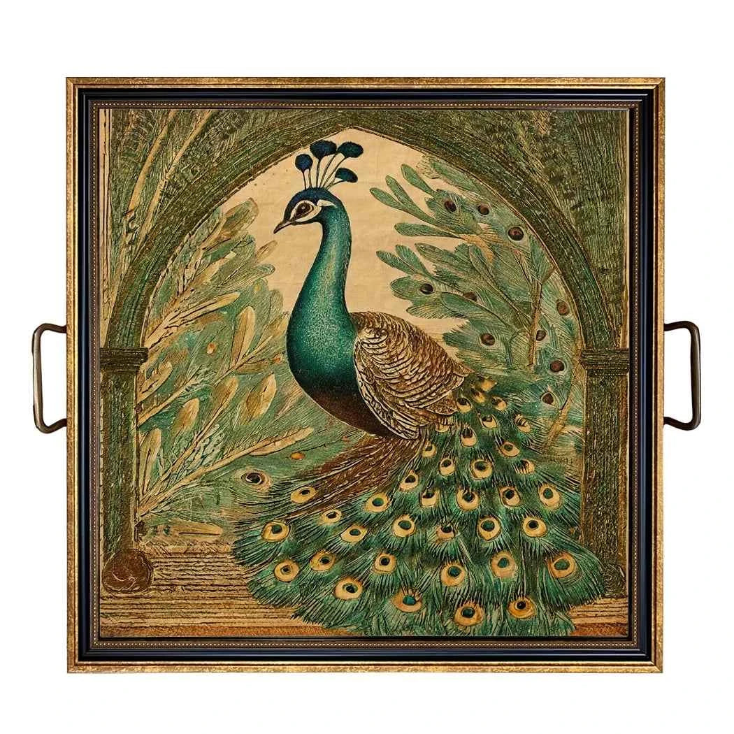 Peacock Elegance Decorative Tray