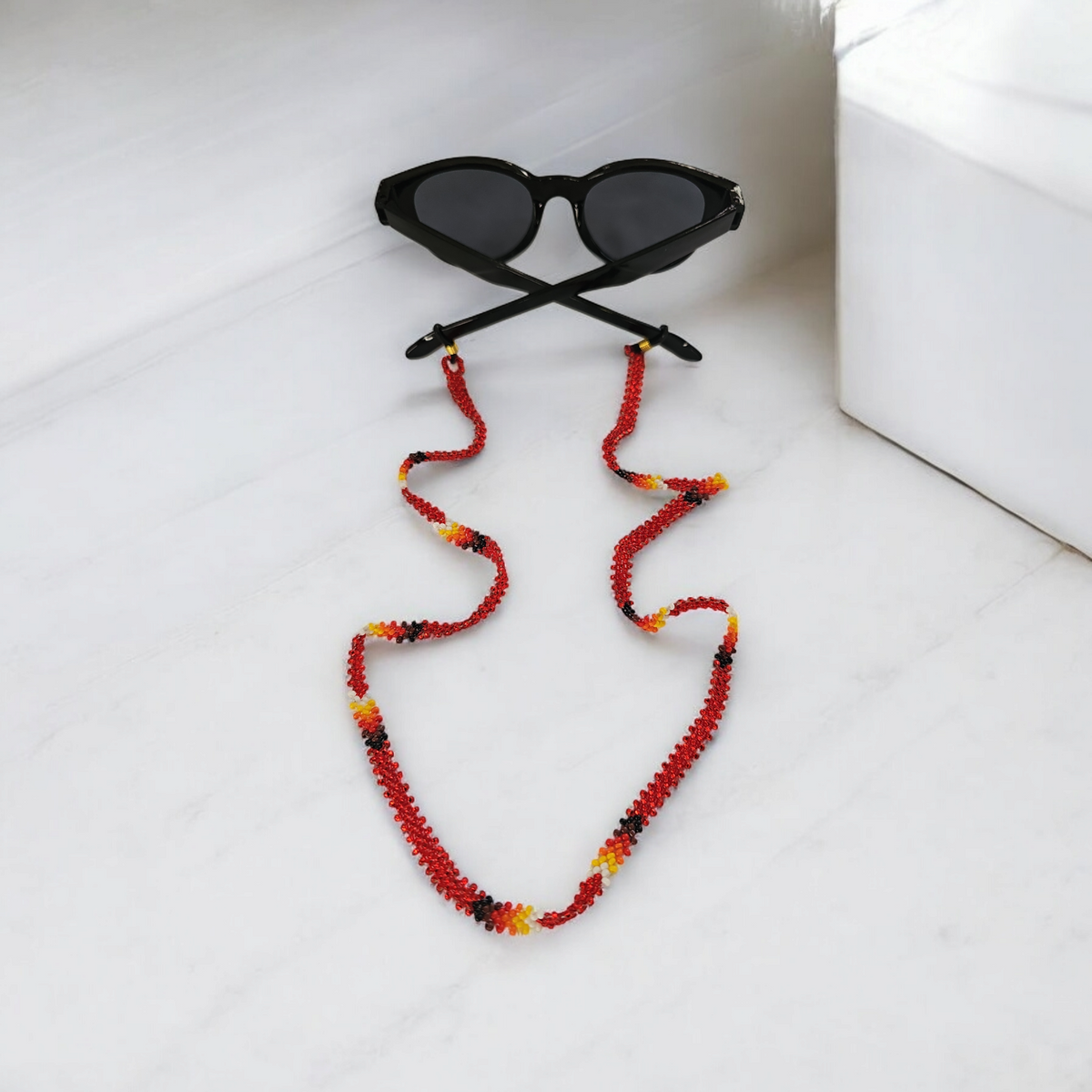 Artisan Handwoven Glasses Chain ( Red)