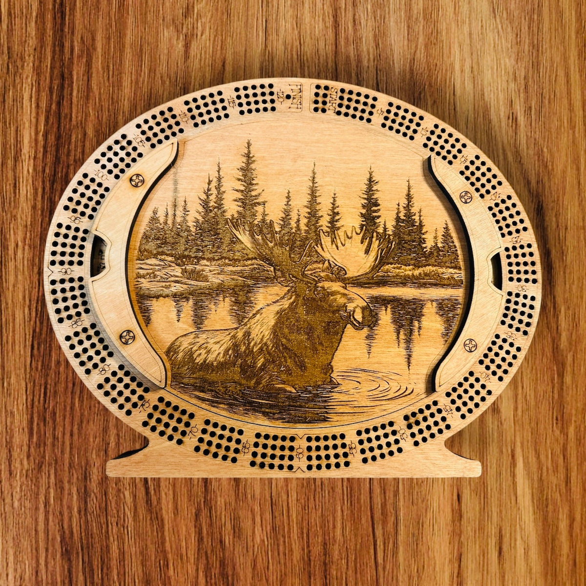 Personalized 4-Track Cribbage Board – Handcrafted, Custom Engraved & Stand-Up Display