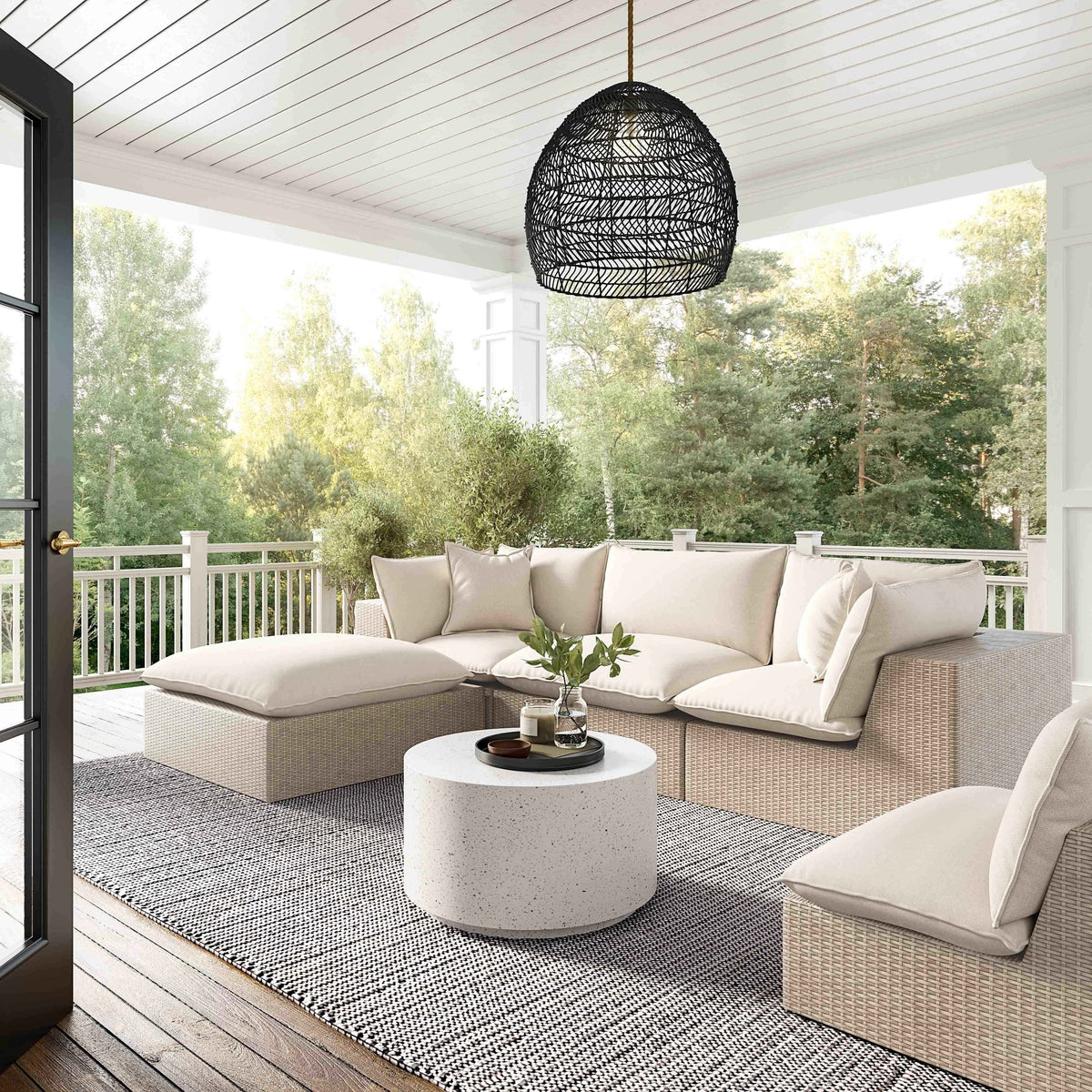 Sunbay 4 Piece Outdoor Natural Wicker Modular Sectional - Beige