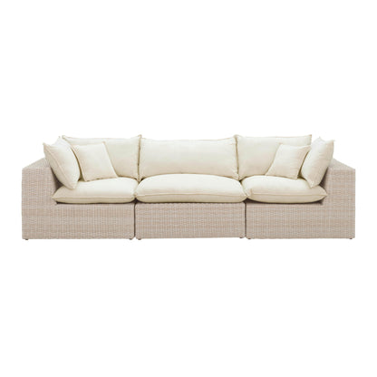 Sunbay 3 Seater Outdoor Natural Wicker Modular Sofa - Beige