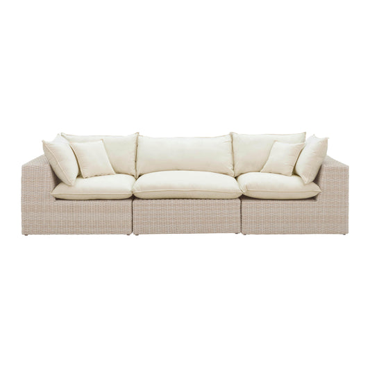 Sunbay 3 Seater Outdoor Natural Wicker Modular Sofa - Beige