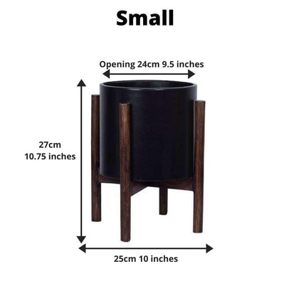 Rica - Mid-Century Modern Plant Stand With Black Planter (Multiple Sizes)