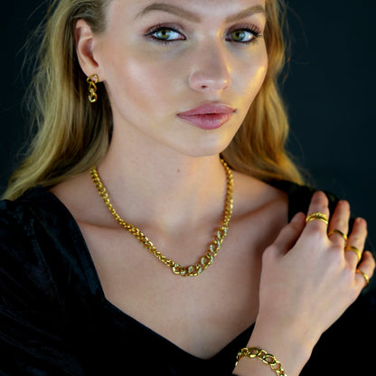 CUBA Cuban-Link Chain Zirconia Drop Earrings