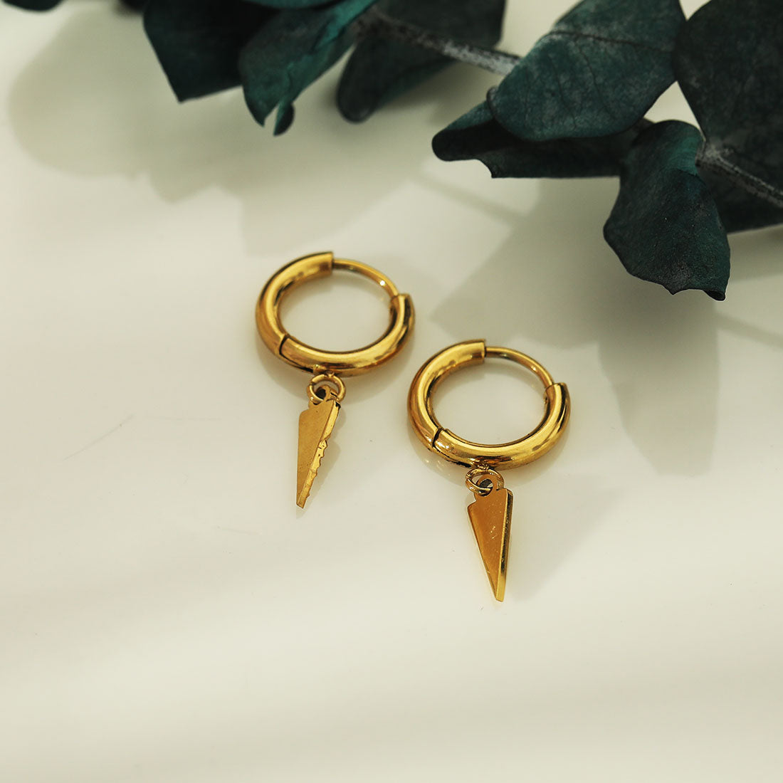 RYLEE Gold: Vintage Inspired Hoop Earrings with a Triangle Charm