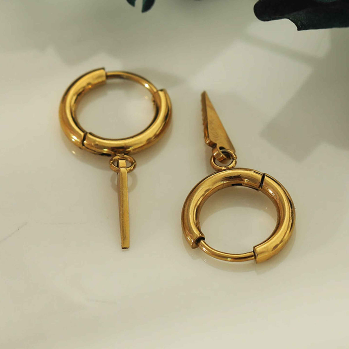 RYLEE Gold: Vintage Inspired Hoop Earrings with a Triangle Charm