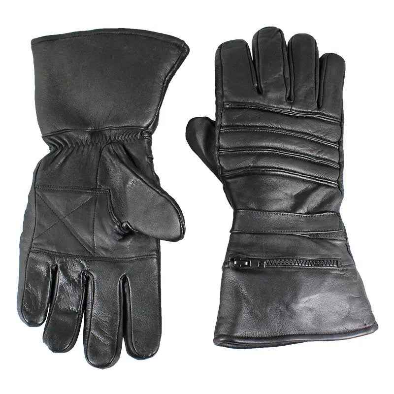Open Road Men's Leather Motorcycle Gloves w/ Rain Cover