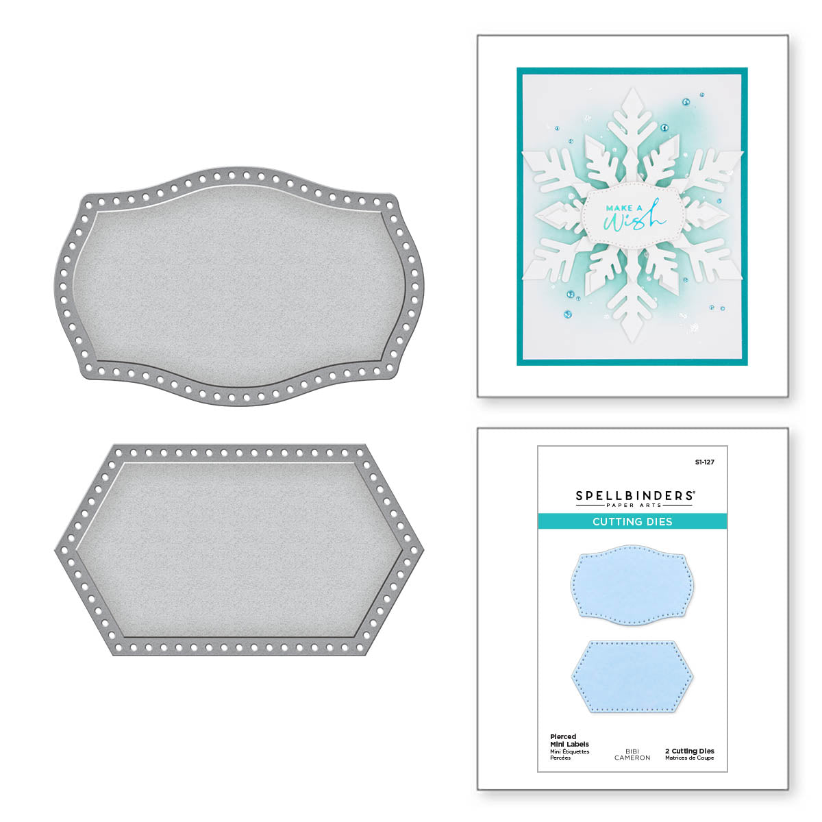 Pierced Mini Labels Etched Dies from the Bibi's Snowflakes Collection by Bibi Cameron