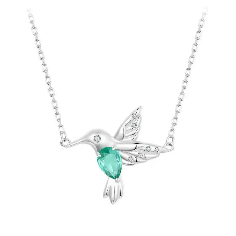 Elegant Sterling Silver Hummingbird Pendant Necklace