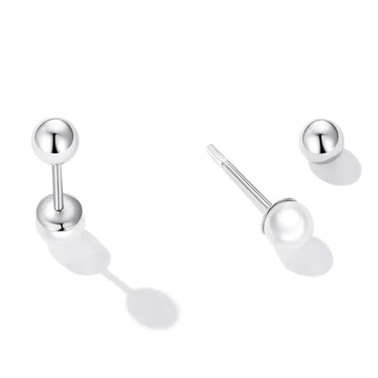 Charm And Elegance: 925 Sterling Silver Pearl Beads Screw Stud Earrings