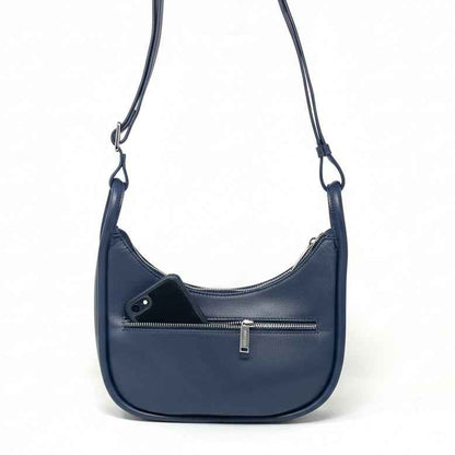 Petit sac à bandoulière en cuir bleu marine | Sabrina