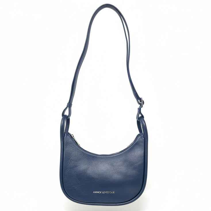 Petit sac à bandoulière en cuir bleu marine | Sabrina