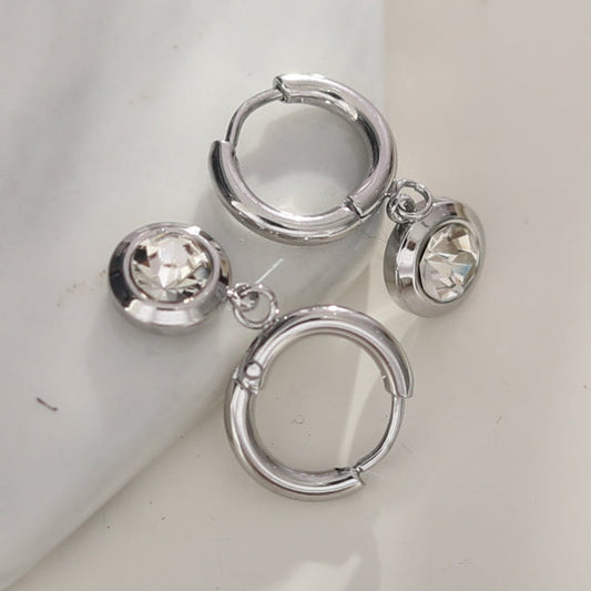 SAMIRA Zirconia Silver Hoop Earrings