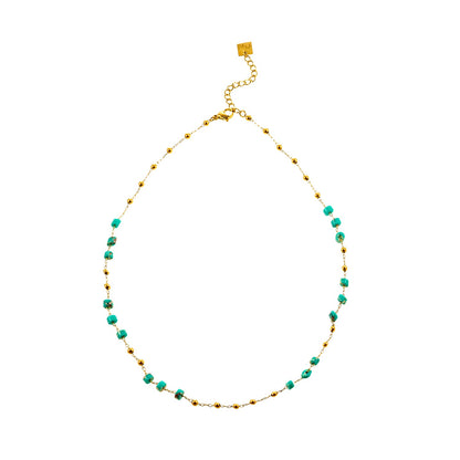 SANTA CRUZ Blue: Gold & Natural Stone Beaded Chain Necklace