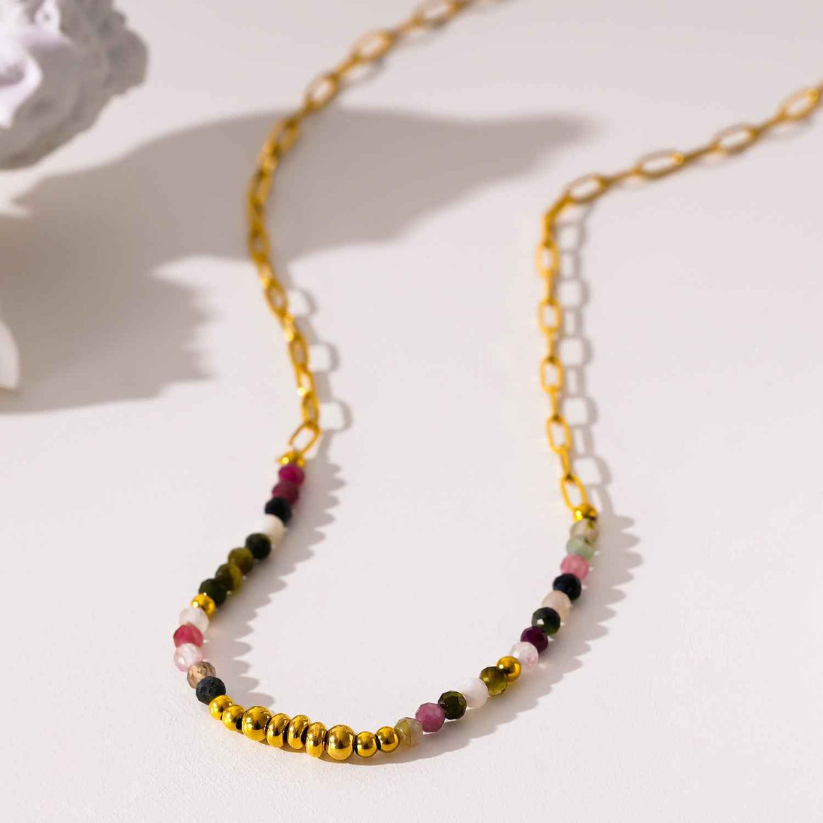 SEHAR Gold: Mixed Stone & Gold Beaded Necklace