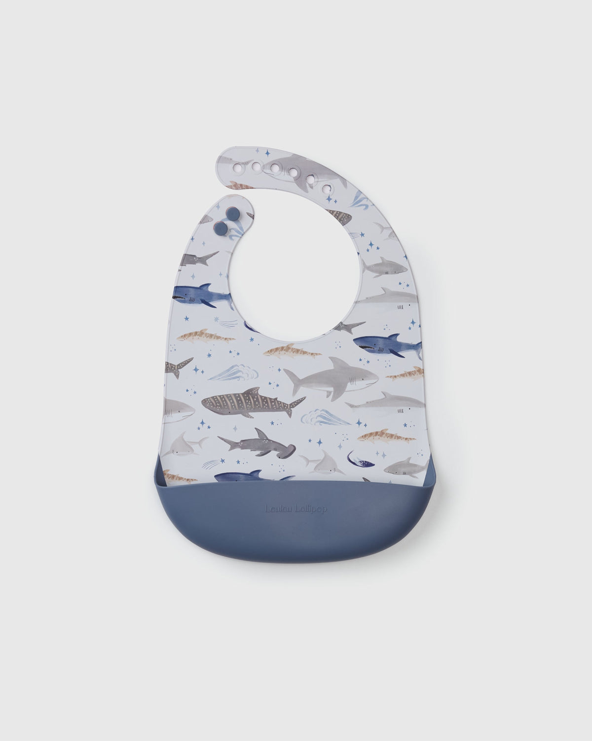 Silicone Bib Printed - Smiley Sharks