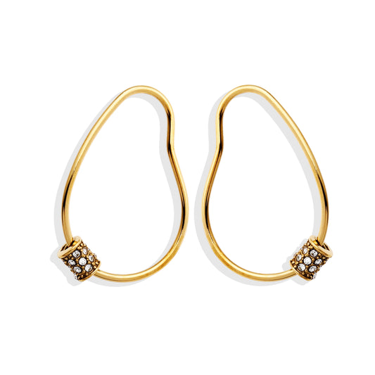 SIMAN Irregular Shaped Pavé Zirconia accented Hoop Earrings in Gold