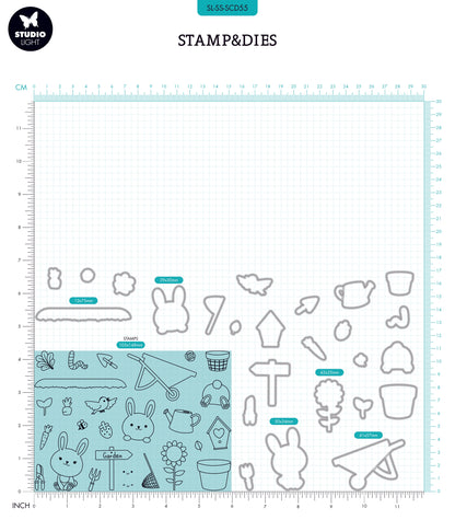SL Stamp & Cutting Die Bunny Garden Sweet Stories 154x213x1mm 62 PC nr.55