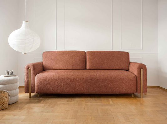 Arcadova 3 Seater Storage Sleeper Sofa - Rust Brown