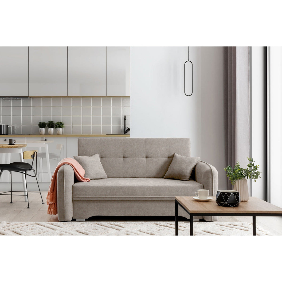 Laine Condo Style 2 Seater Storage Sleeper Sofa - Beige