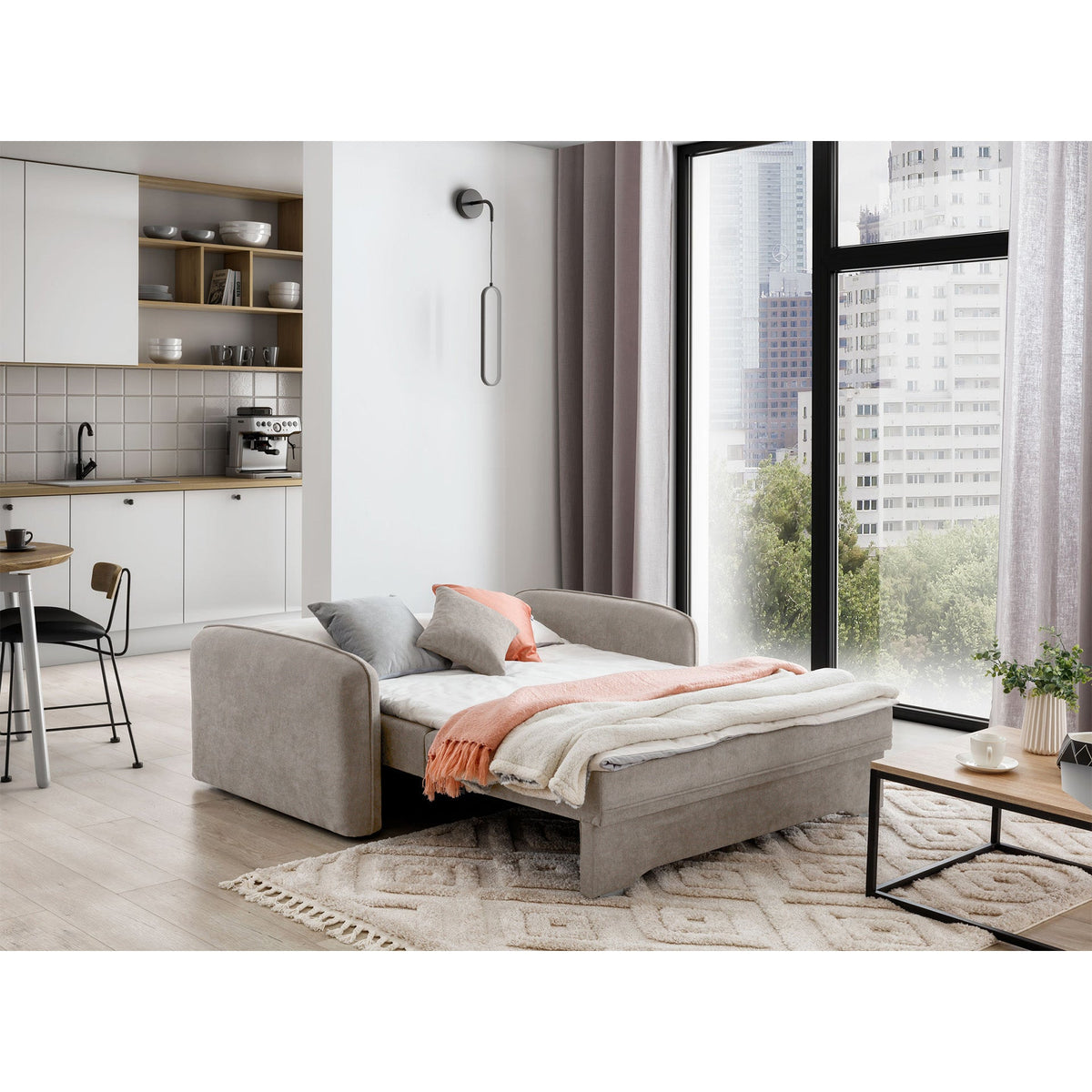 Laine Condo Style 2 Seater Storage Sleeper Sofa - Beige