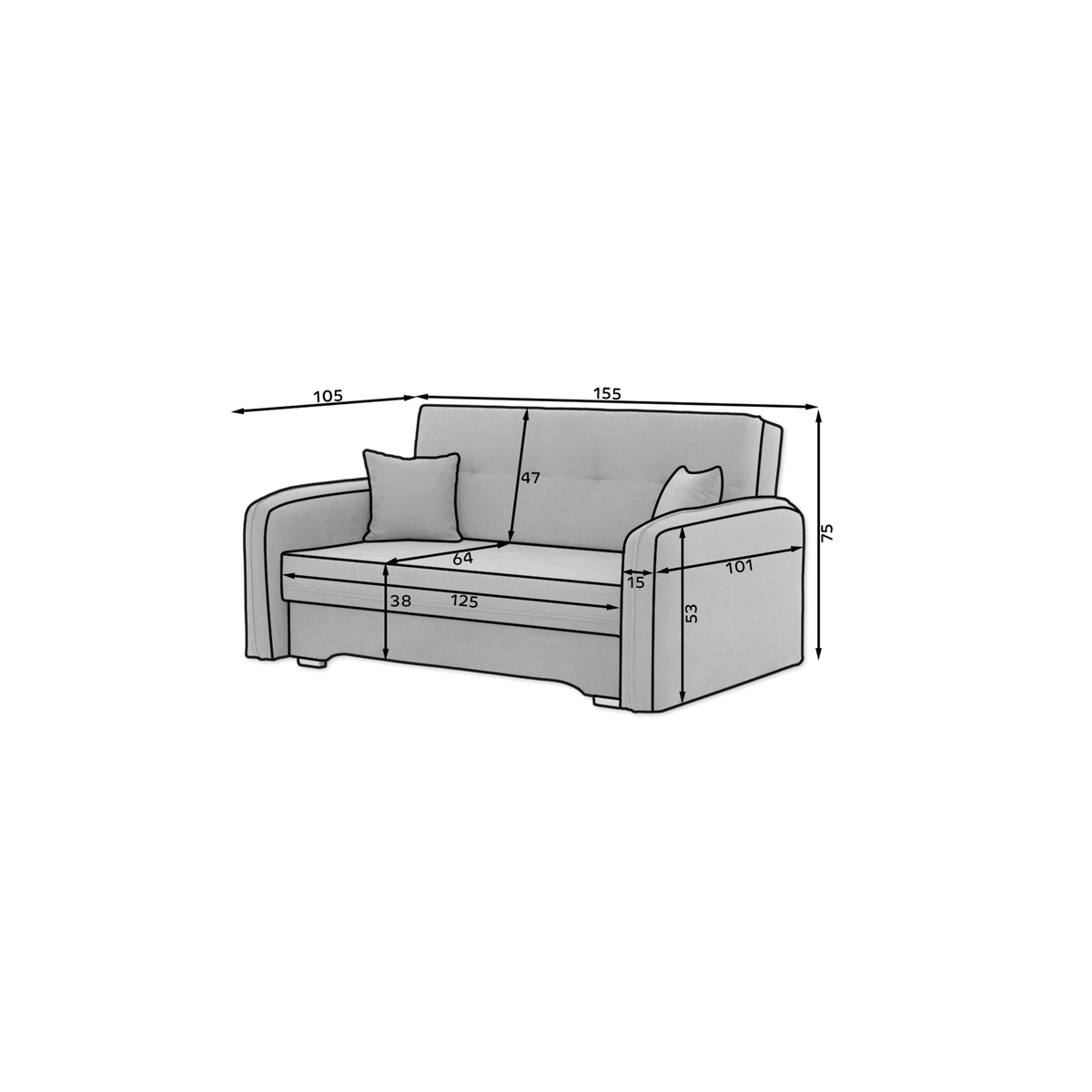 Laine Condo Style 2 Seater Storage Sleeper Sofa - Beige