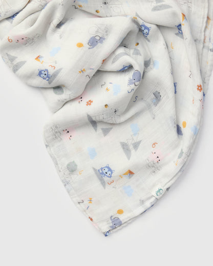 Baby Muslin Swaddle in Tanboocel® Bamboo Viscose - Mini Mathletes