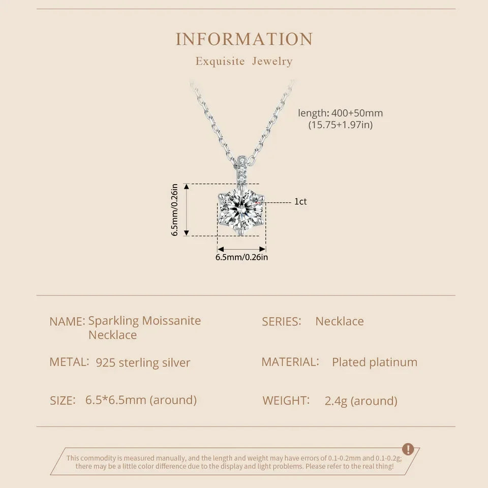 Glamorous Gem 1ct Moissanite Sterling Silver Pendant Necklace