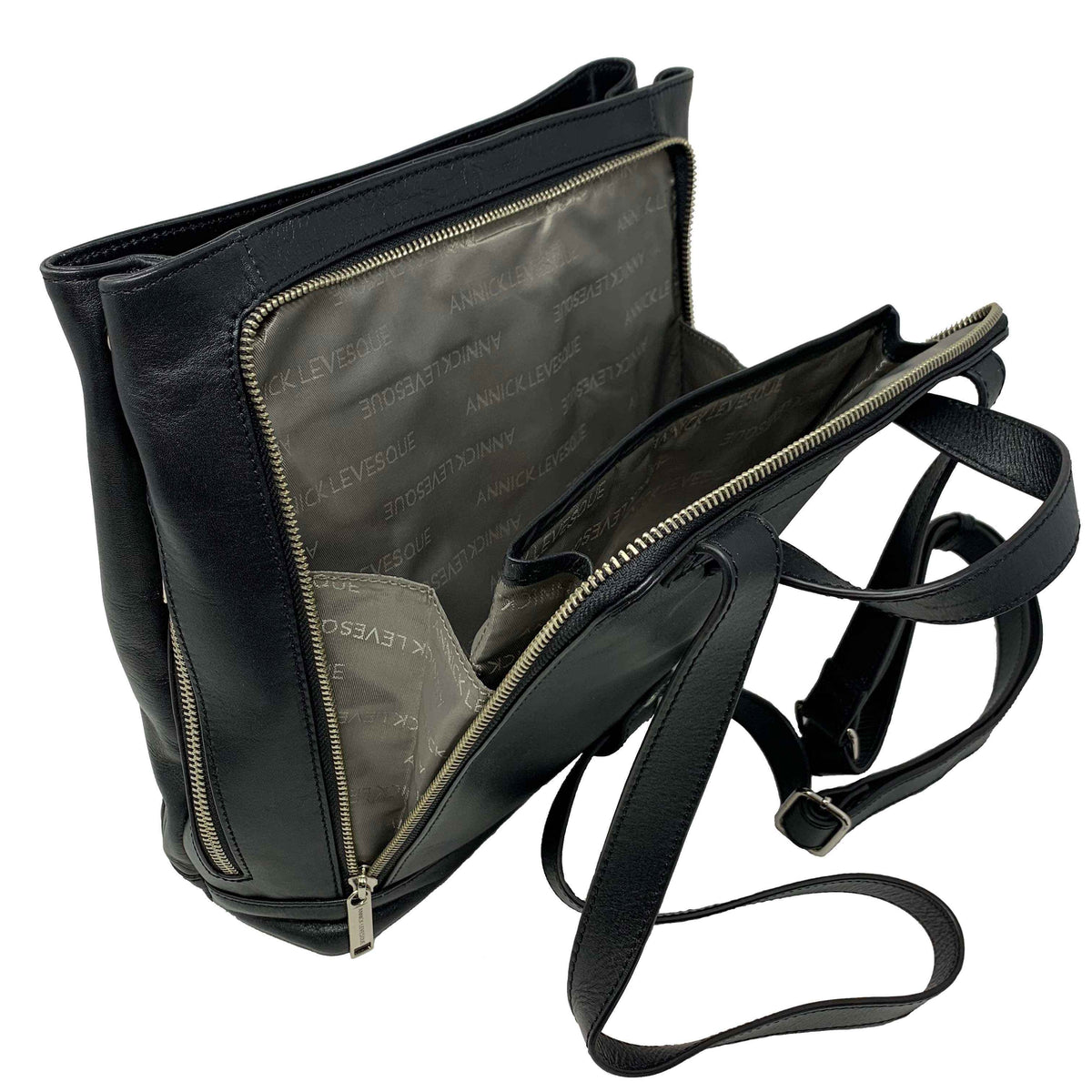 Sac à dos en cuir Antivol noir | Lore