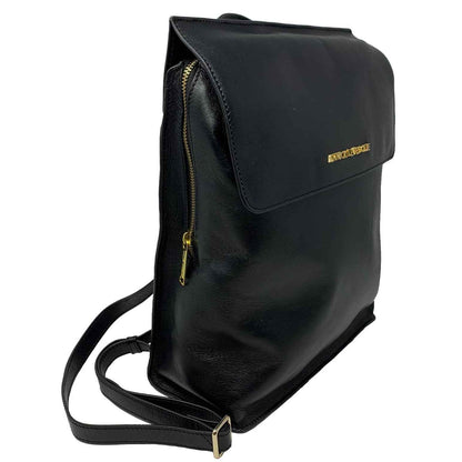 Sac à dos en cuir véritable noir, Antoinette