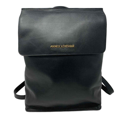 Sac à dos en cuir véritable noir, Antoinette