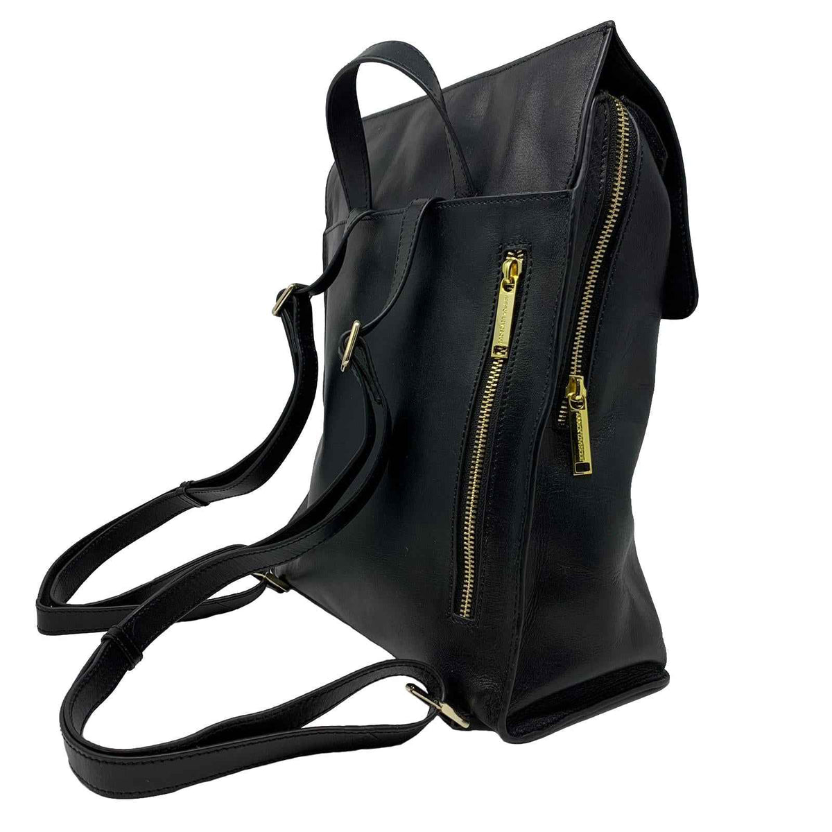 Sac à dos en cuir véritable noir, Antoinette