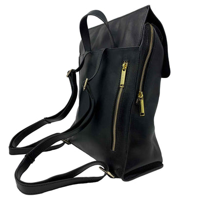 Sac à dos en cuir véritable noir, Antoinette