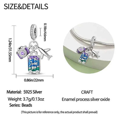Adventure Awaits Sterling Silver Travel Charm